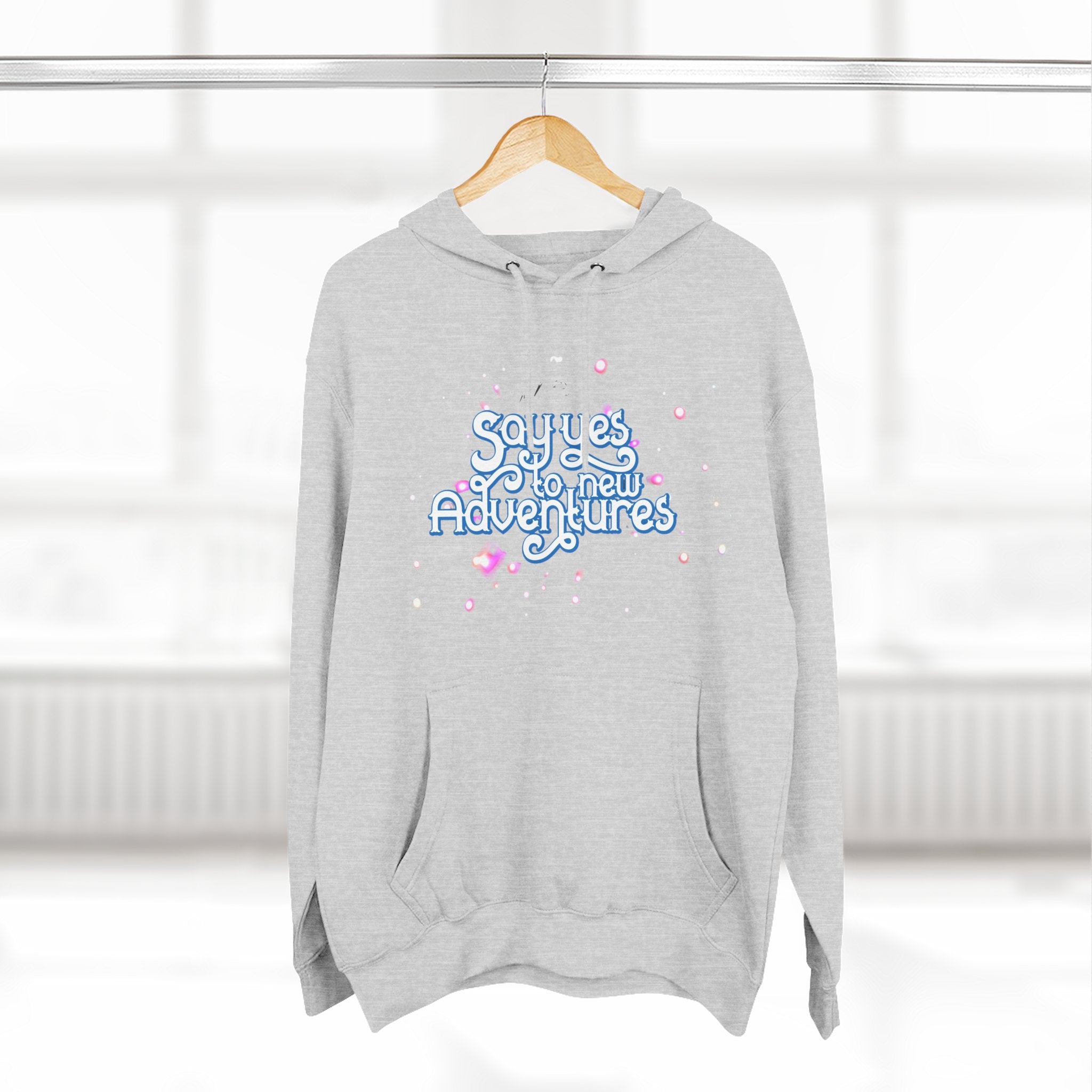 Hoodie — 'Say yes to New Adventures' Pastel Graphic Fleece Hoodie