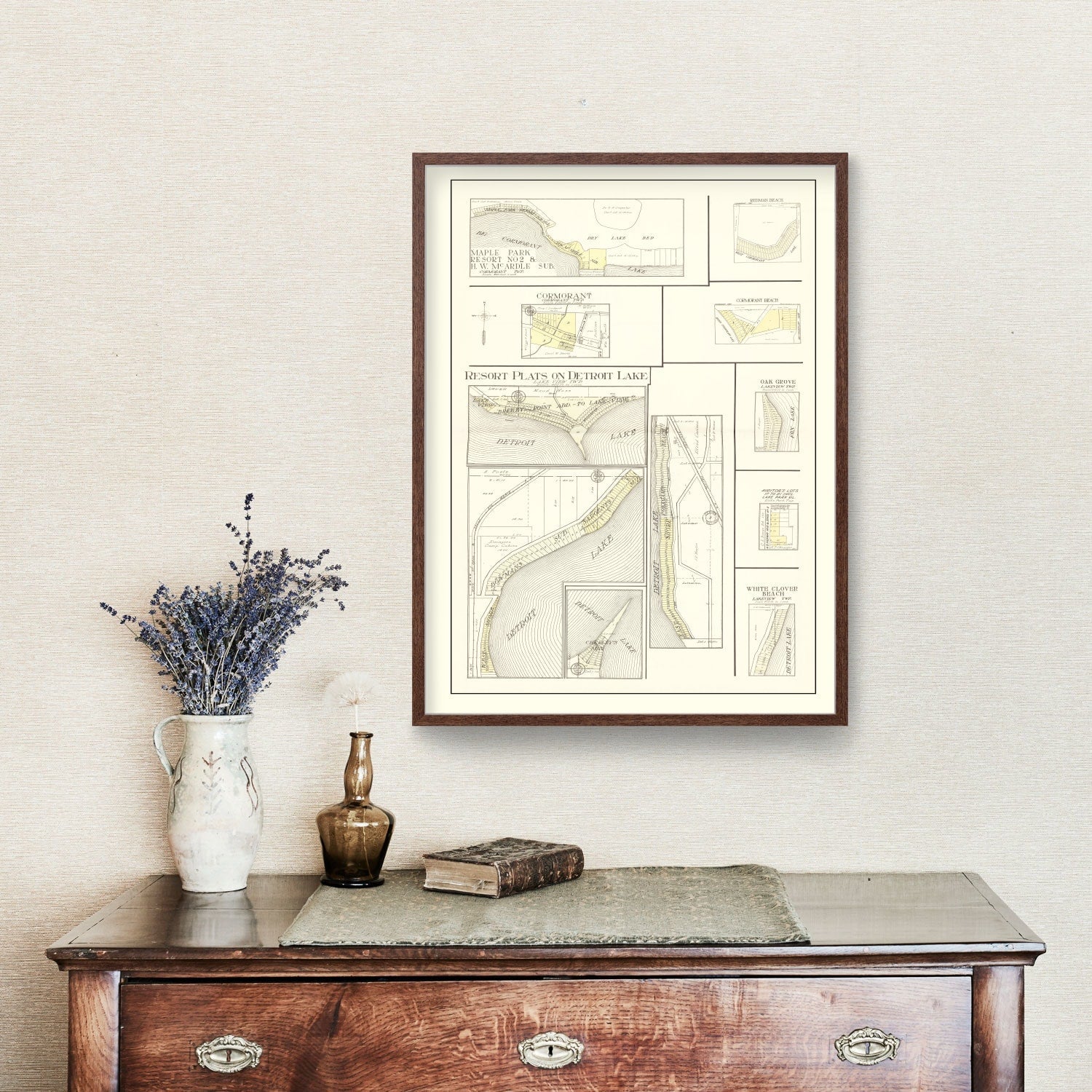 Vintage Map of Detroit Lake Resorts, Minnesota 1929