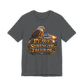 Eagle Mountain Sunrise T‑Shirt — "Peace Strength Freedom" Patriotic Tee