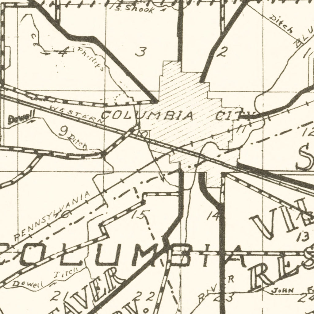 Vintage Map of Whitley County, Indiana 1939