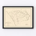 Vintage Map of Chesterfield County, South Carolina 1825
