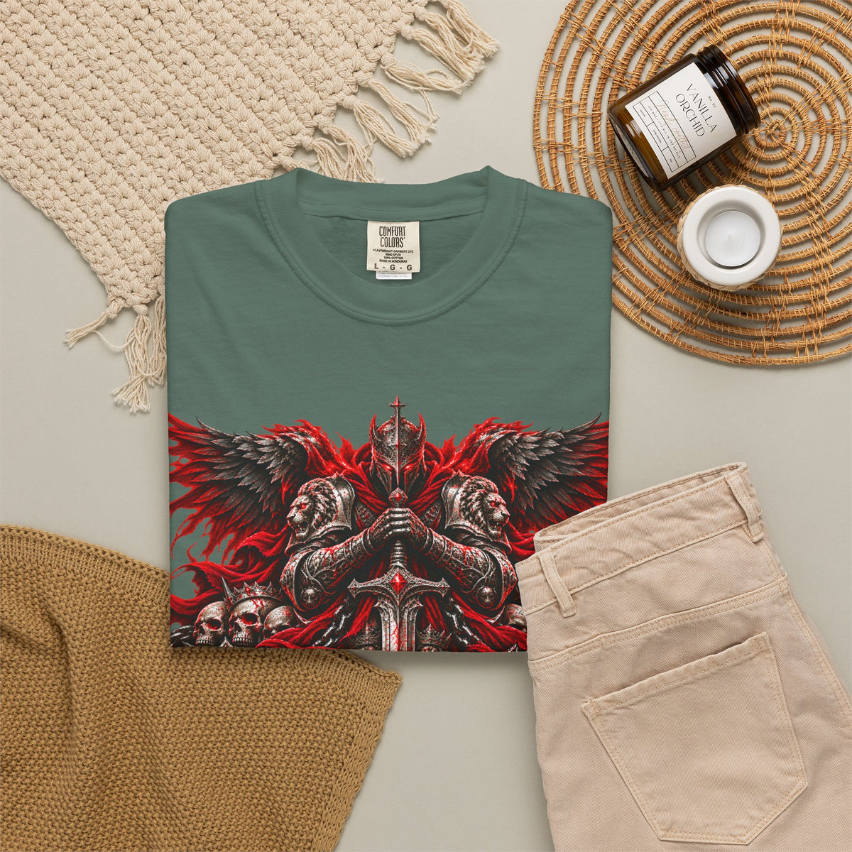 Strength Warrior T-Shirt — Gothic Skull Wings Graphic Tee