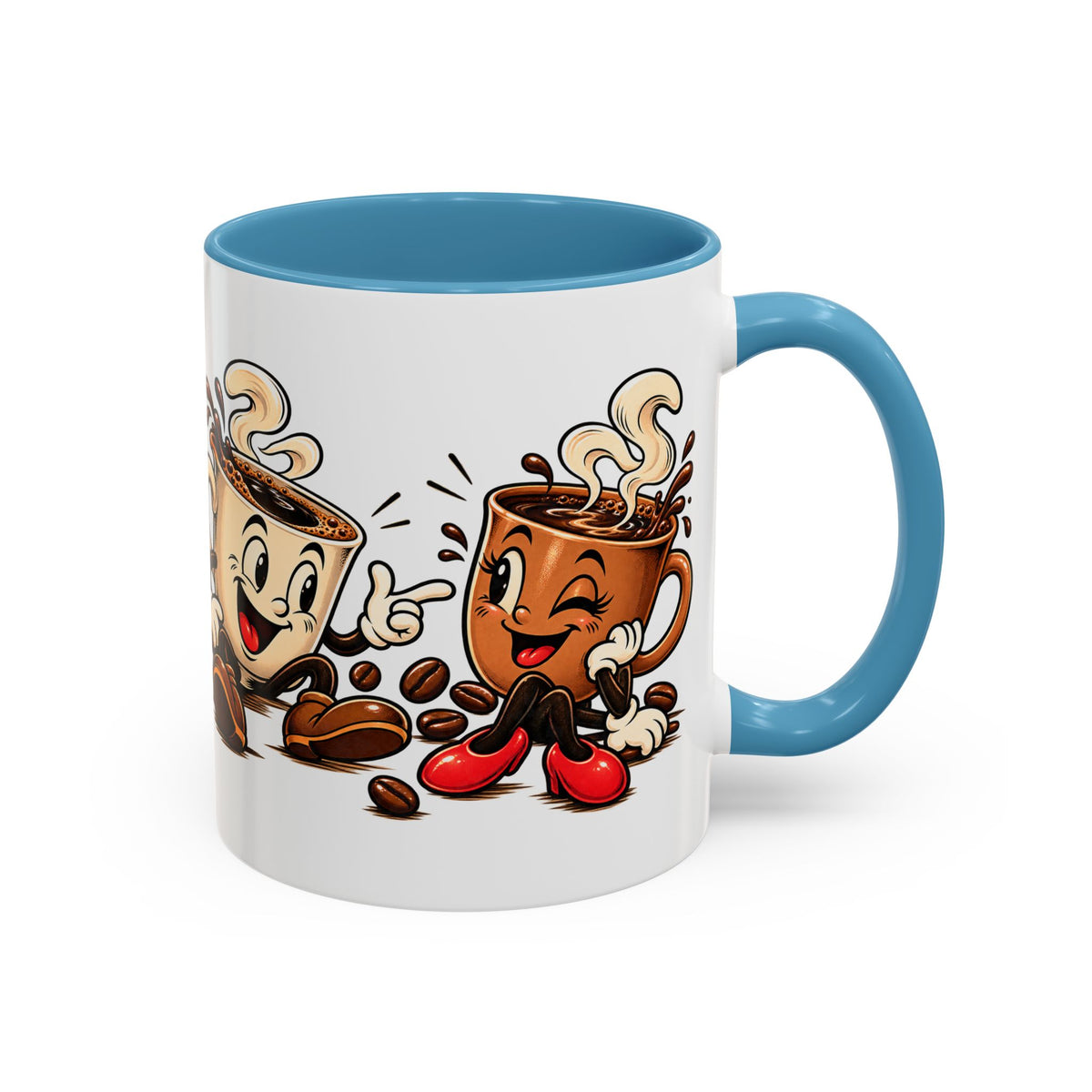 Coffee Cartoon Mug — Cute Dancing Coffee Cups Accent Mug