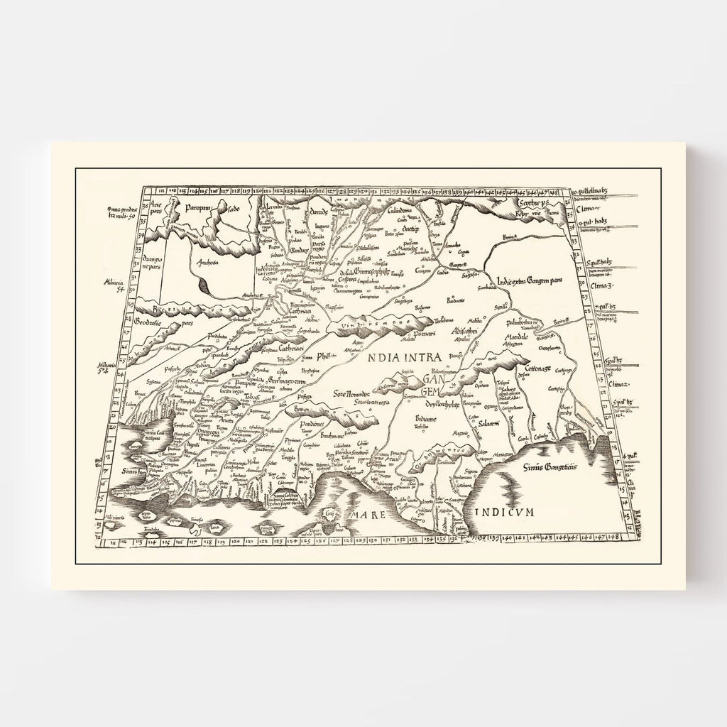 Vintage Ptolemaic India Map 1522
