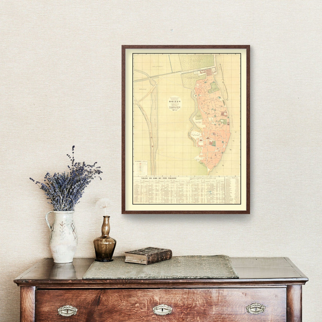 Vintage Map of Giza, Egypt 1887