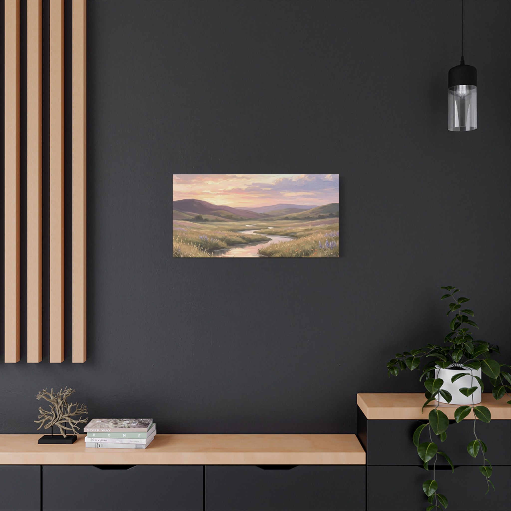Sunset Meadow Canvas Wall Art - Stretched Matte Landscape Print