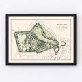 Vintage Prospect Park Brooklyn, NY Map 1868