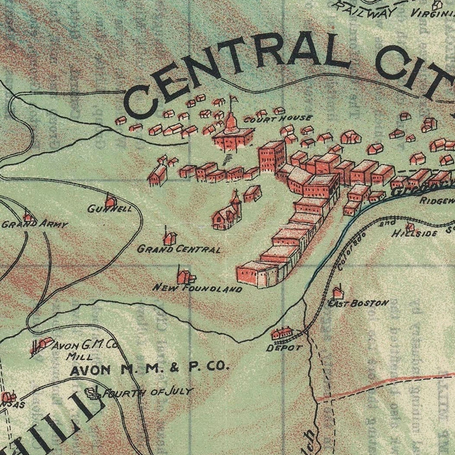 Vintage Map of Gilpin County, Colorado 1906
