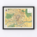 Vintage Map of Krakow, Poland 1928