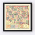 Vintage Map of Oklahoma 1914