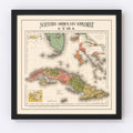 Vintage Map of Cuba 1898