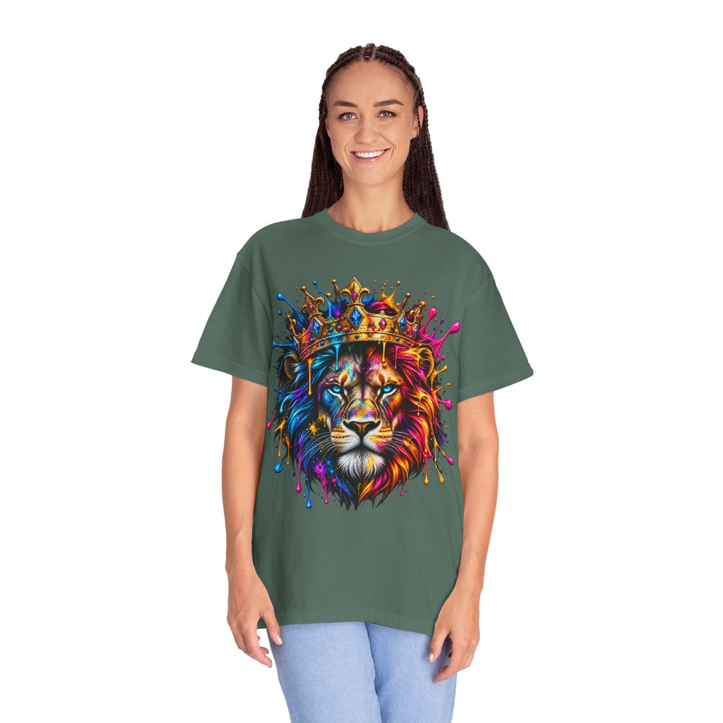 Color Splash Lion Tee — Regal Crown Graphic T-Shirt