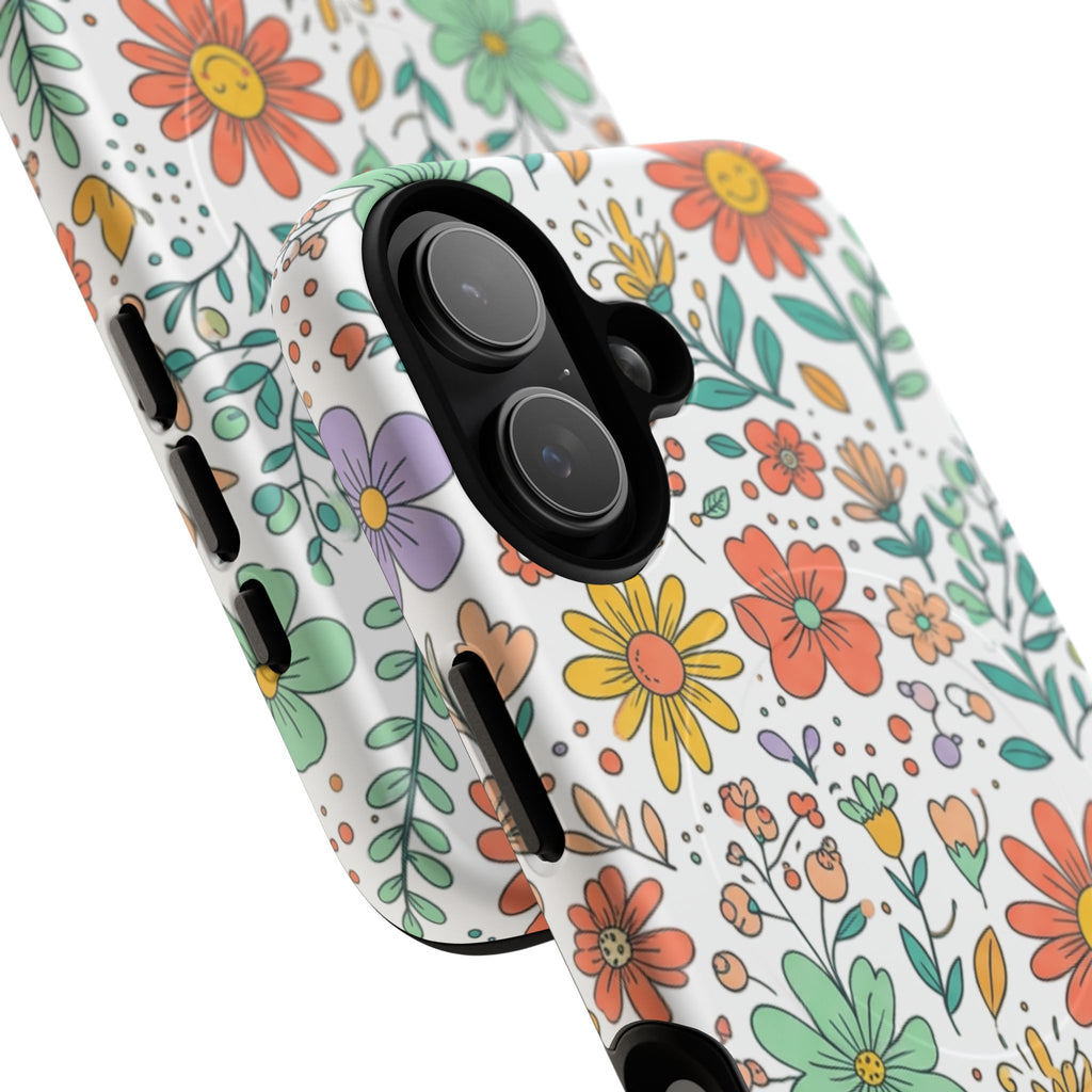 Floral Doodle Tough Magnetic Phone Case – Colorful Wildflower Protection