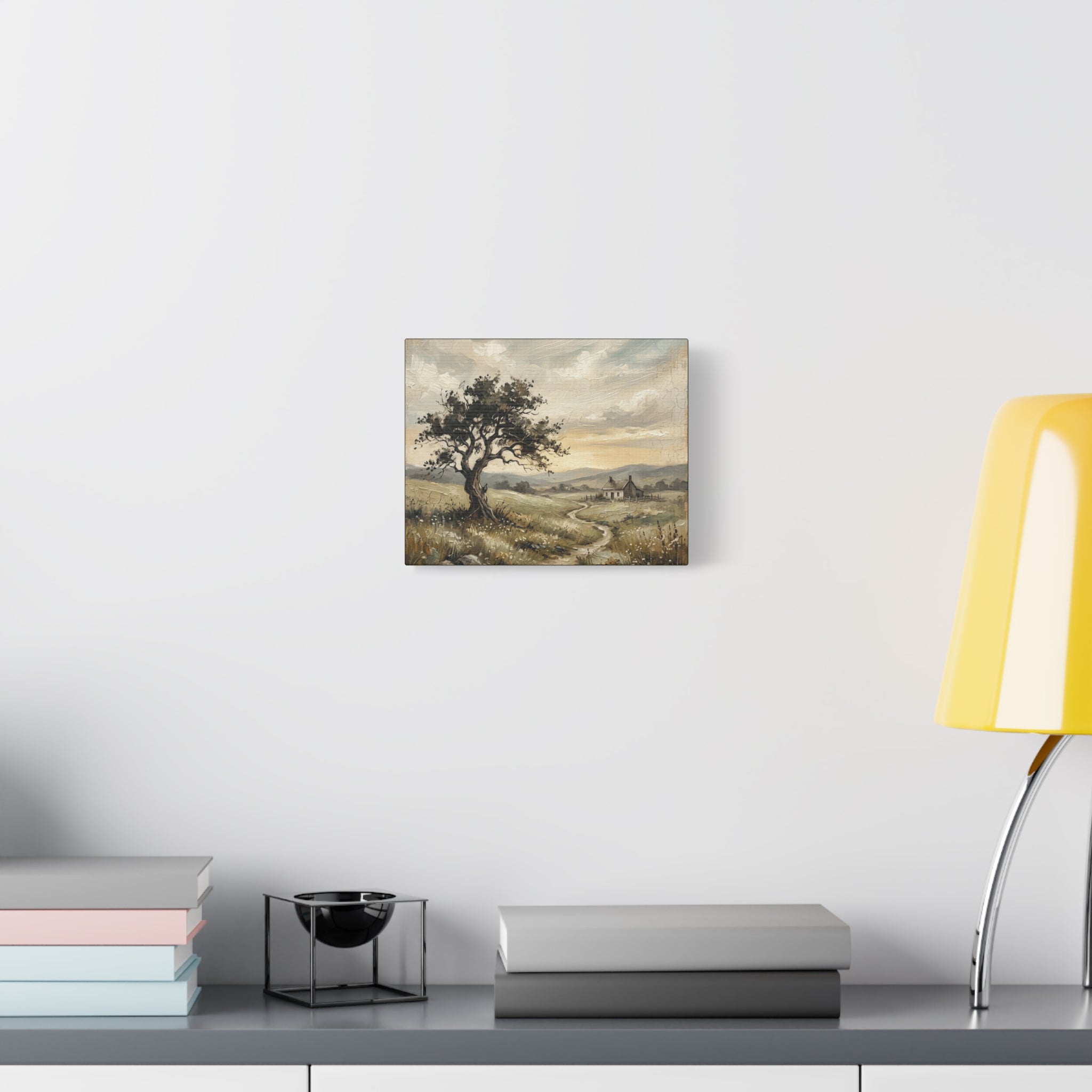 Rustic Countryside Canvas Wall Art — Serene Landscape Matte Stretched Canvas Print