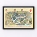 Vintage Map of Liege, Belgium 1649