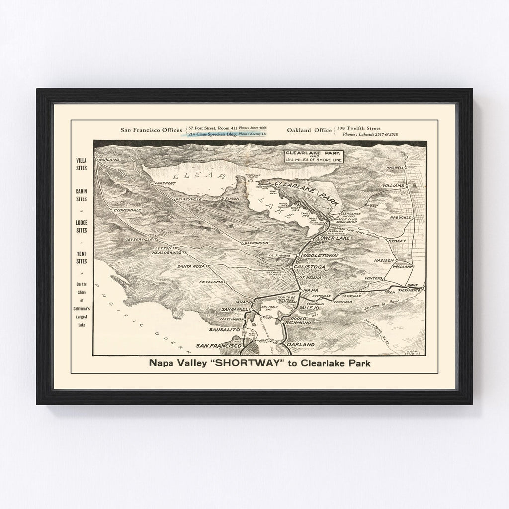 Vintage Napa Valley Map 1927