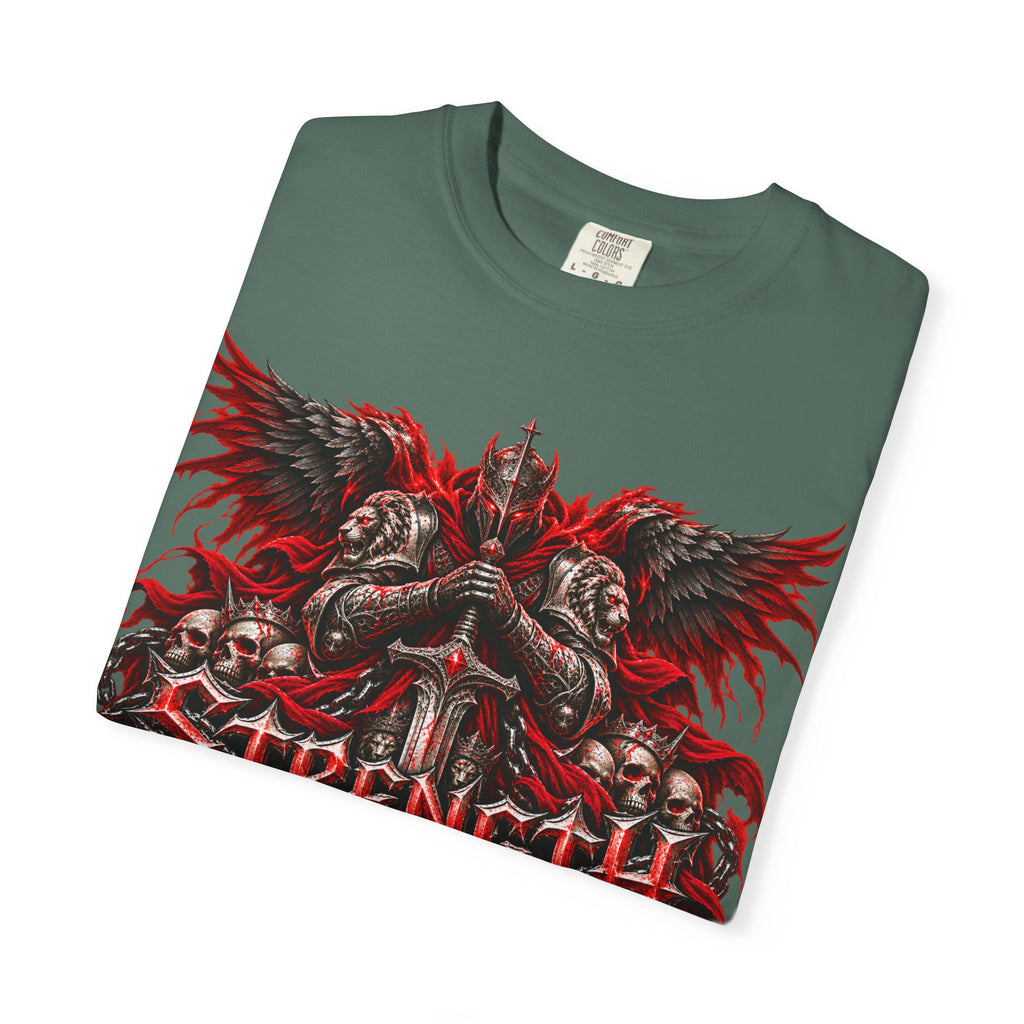 Strength Warrior T-Shirt — Gothic Skull Wings Graphic Tee