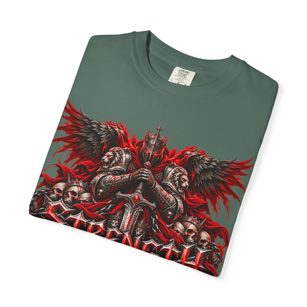 Strength Warrior T-Shirt — Gothic Skull Wings Graphic Tee