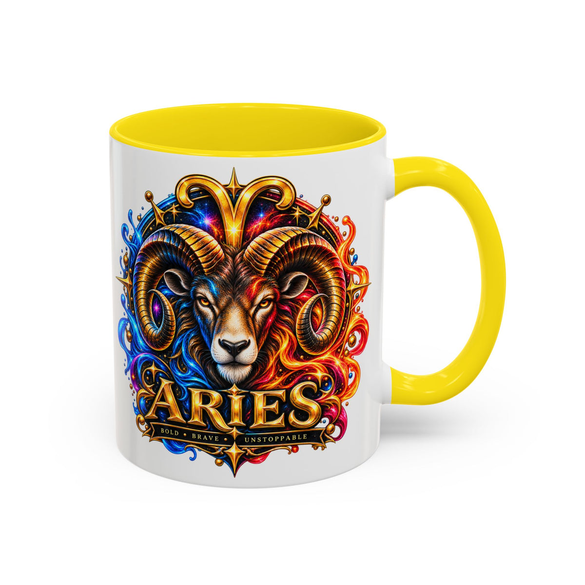 Aries Zodiac Coffee Mug — Colorful Ram Astrology Accent Mug (11/15oz)