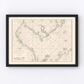 Vintage Gulf of Siam Map 1745