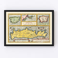 Vintage Crete & Greek Islands Map 1603