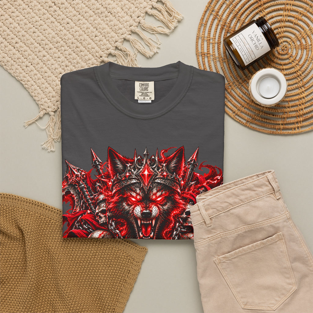 Wolf Skull T-Shirt — Red Gothic Horror Graphic Tee