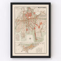 Vintage Map of Hiroshima, Japan 1922