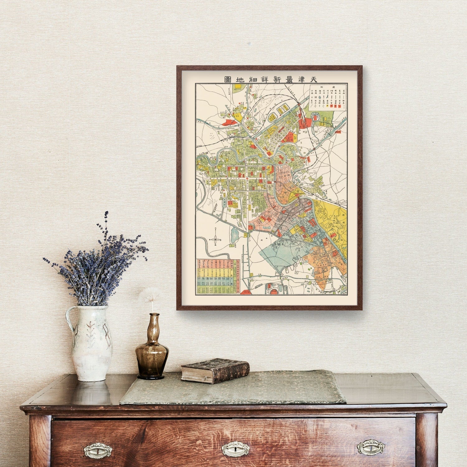 Vintage Map of Tianjin, China 1924