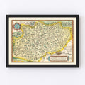 Vintage Burgundy, France Map 1595