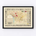 Vintage Map of Tokyo, Japan 1881