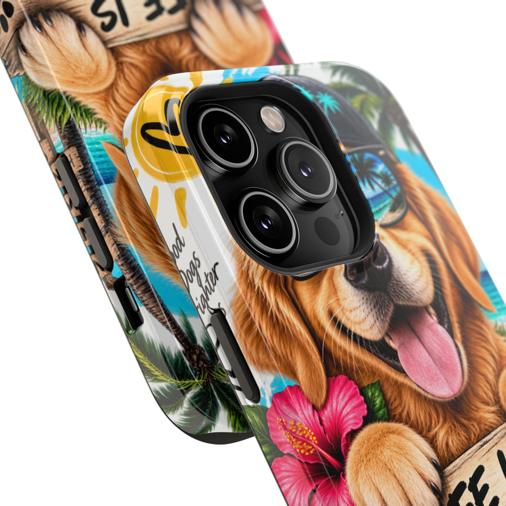 Impact-Resistant Phone Case — "Life Is Better With a Dog" Tropical Dog Design