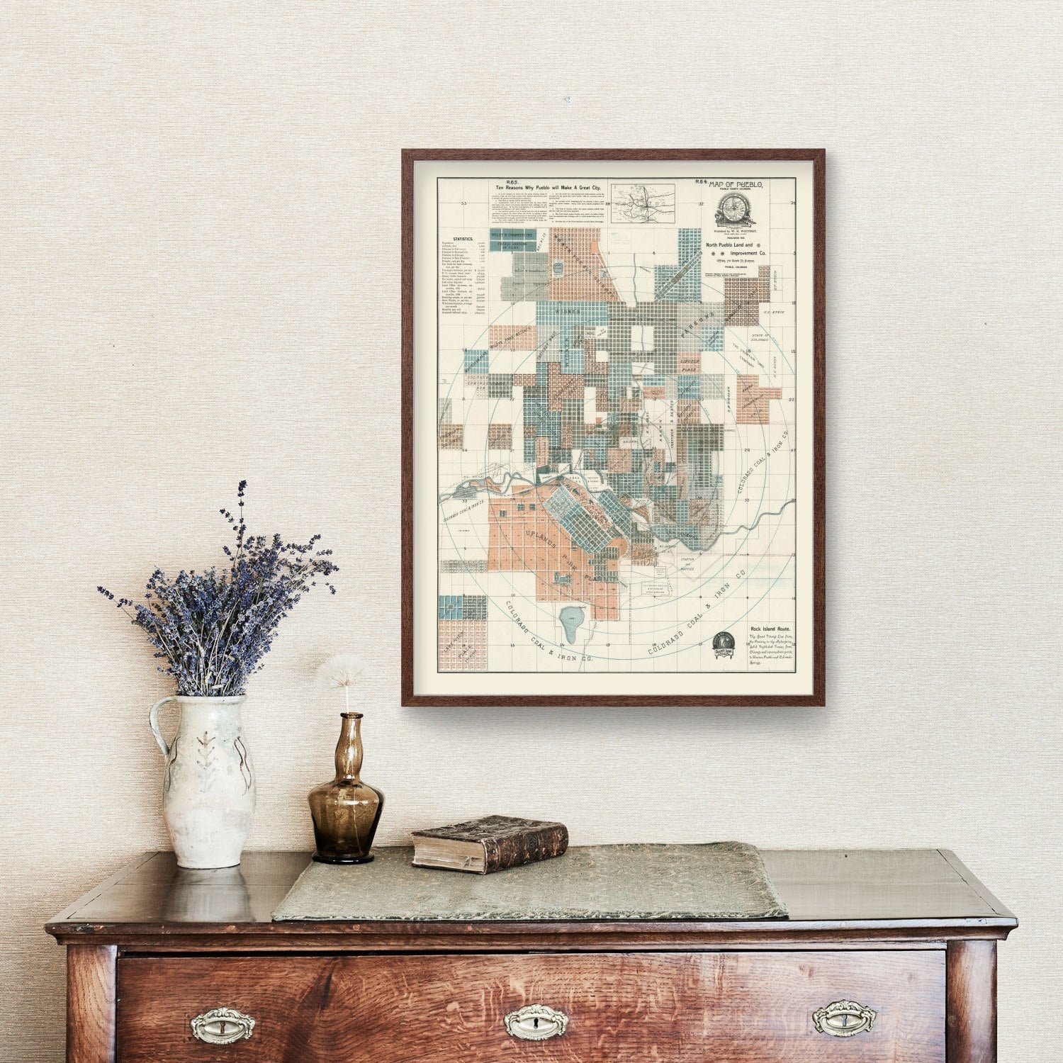 Vintage Map of Pueblo, Colorado 1888