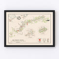 Vintage 84th Infantry Division Route Map of Europe 1945