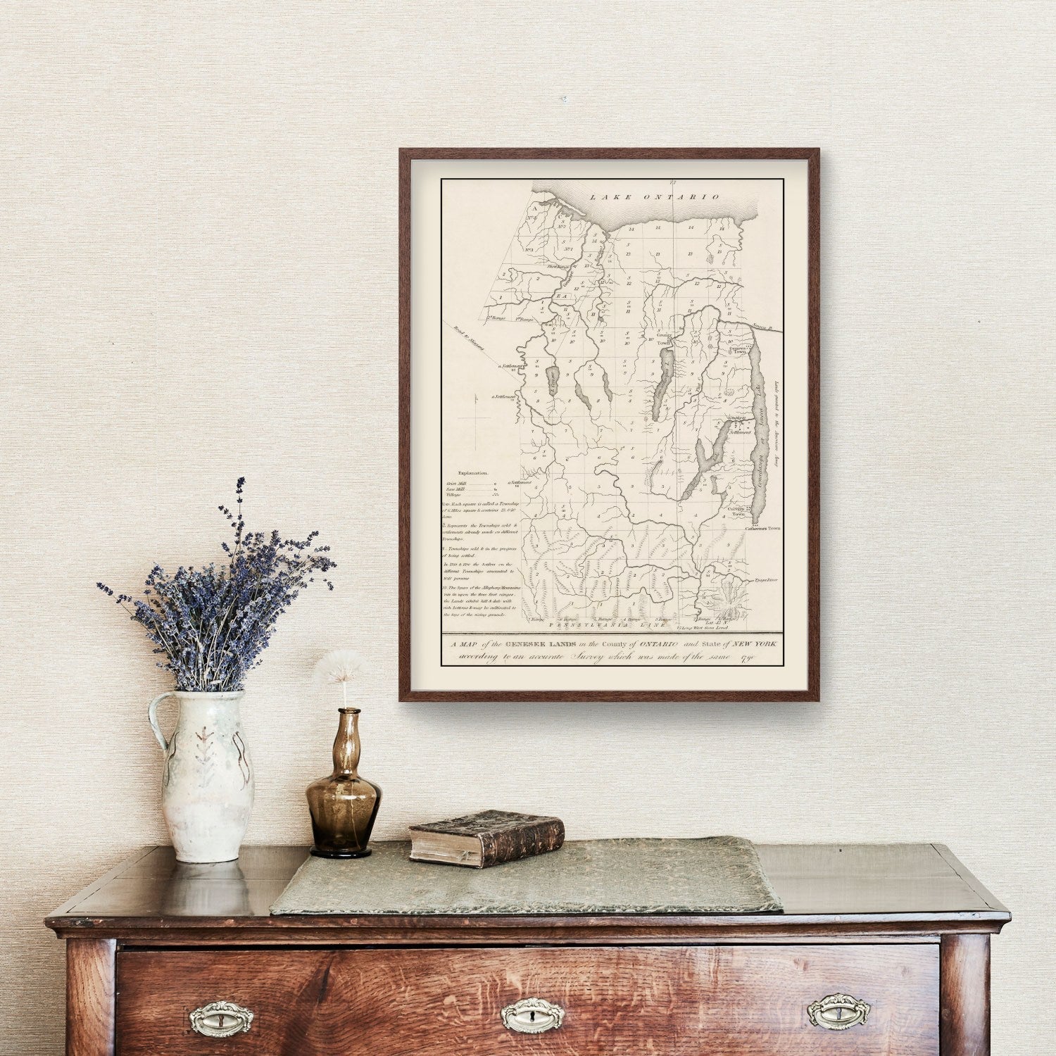 Vintage Finger Lakes Region Map 1849