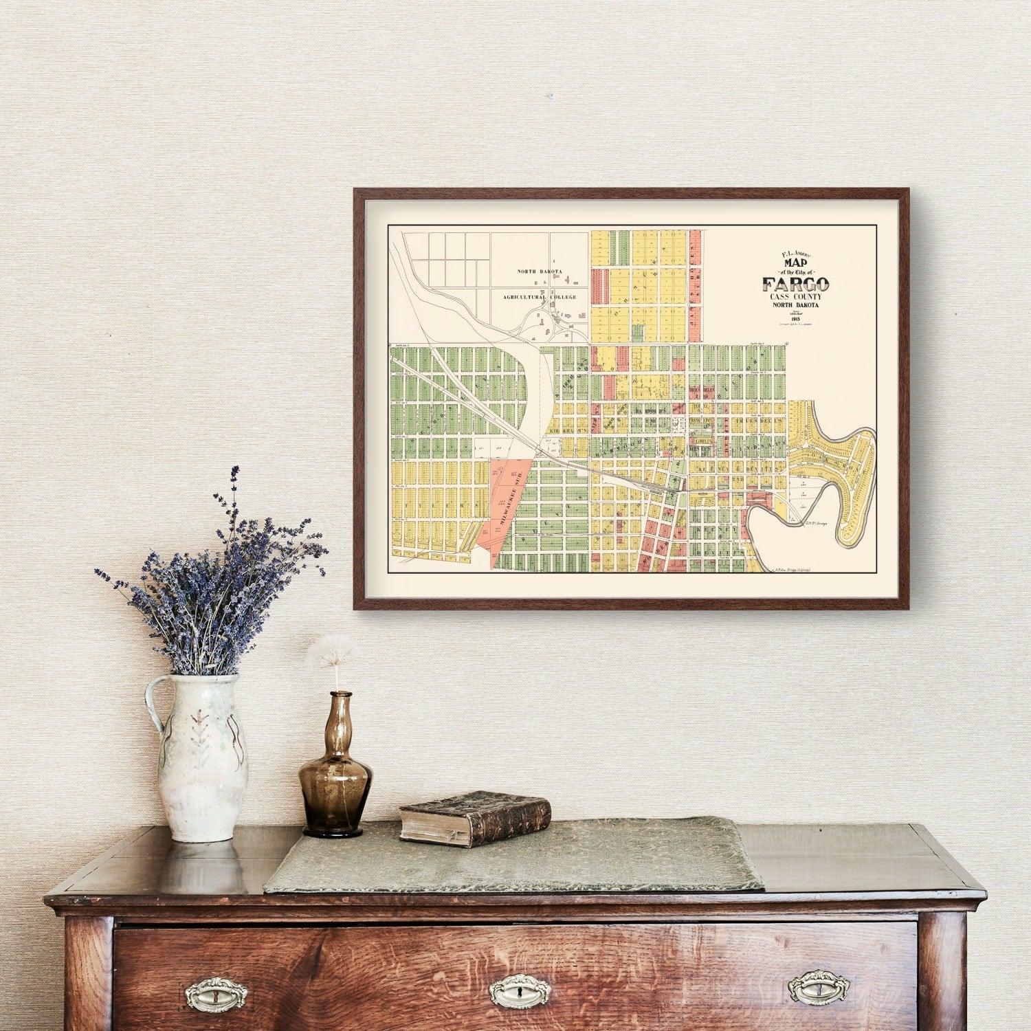 Vintage Map of Fargo, North Dakota 1915