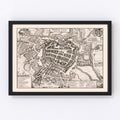 Vintage Map of Leipzig, Germany 1637