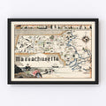 Vintage Map of Massachusetts 1930