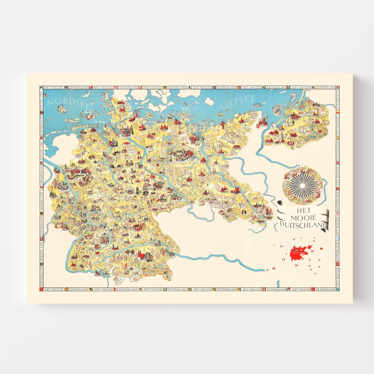 Vintage Propaganda Tourist Map of Germany 1936