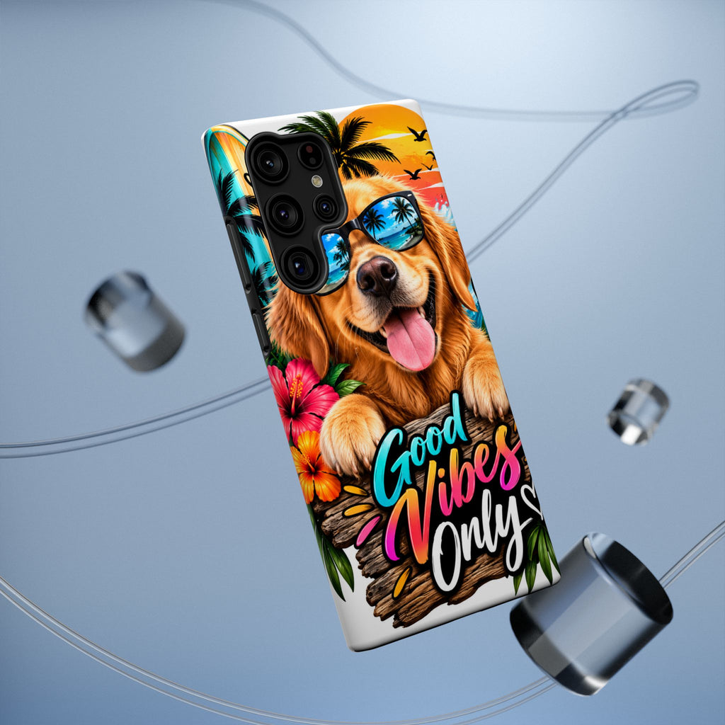 Phone Case — 'Good Vibes Only' Tropical Dog Impact-Resistant Case