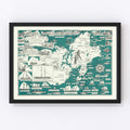 Vintage Pictorial Map of Cape Ann 1947