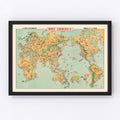 Vintage Japanese Manga Pictorial Map 1933