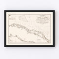 Vintage Map of Cuba 1836
