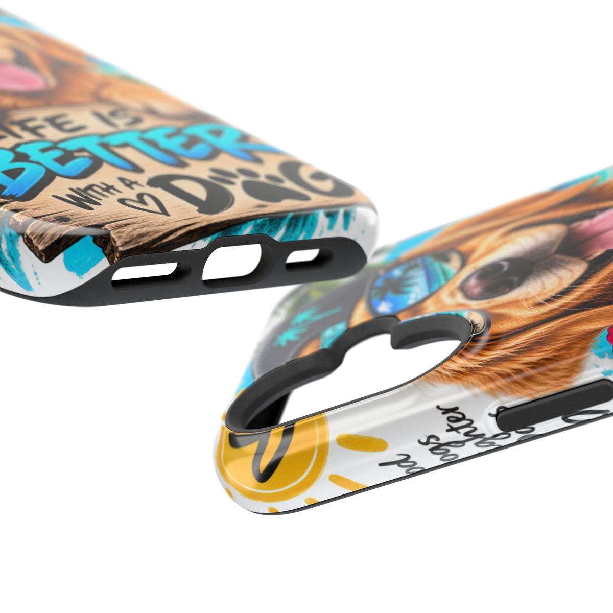 Impact-Resistant Phone Case — "Life Is Better With a Dog" Tropical Dog Design
