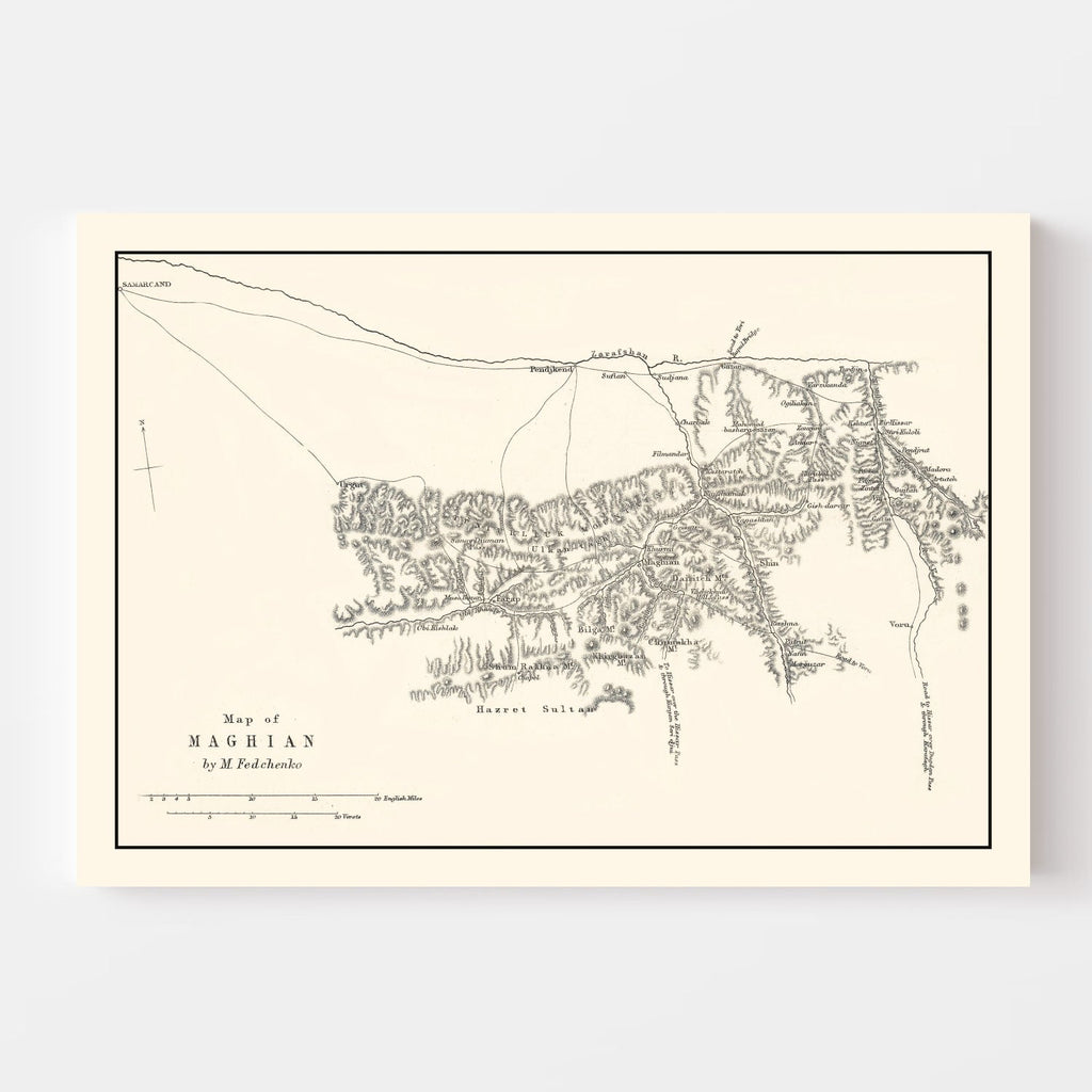 Vintage Western Tajikistan Map 1873