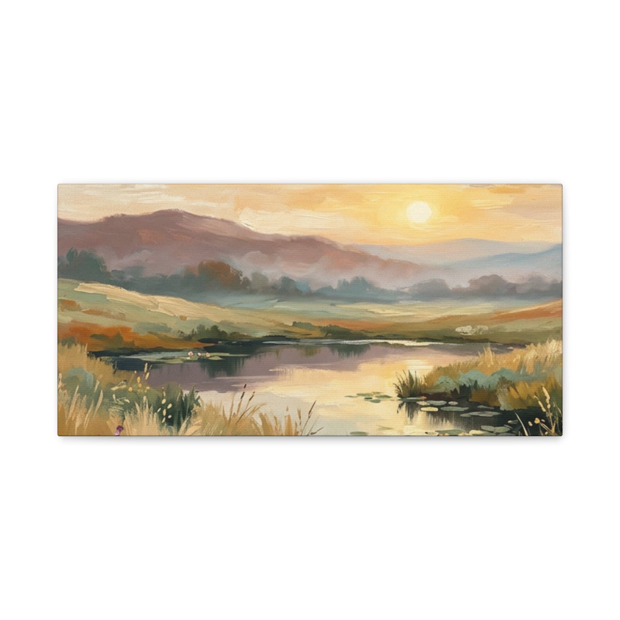 Sunset Meadow Canvas Wall Art — Stretched Matte Landscape Print