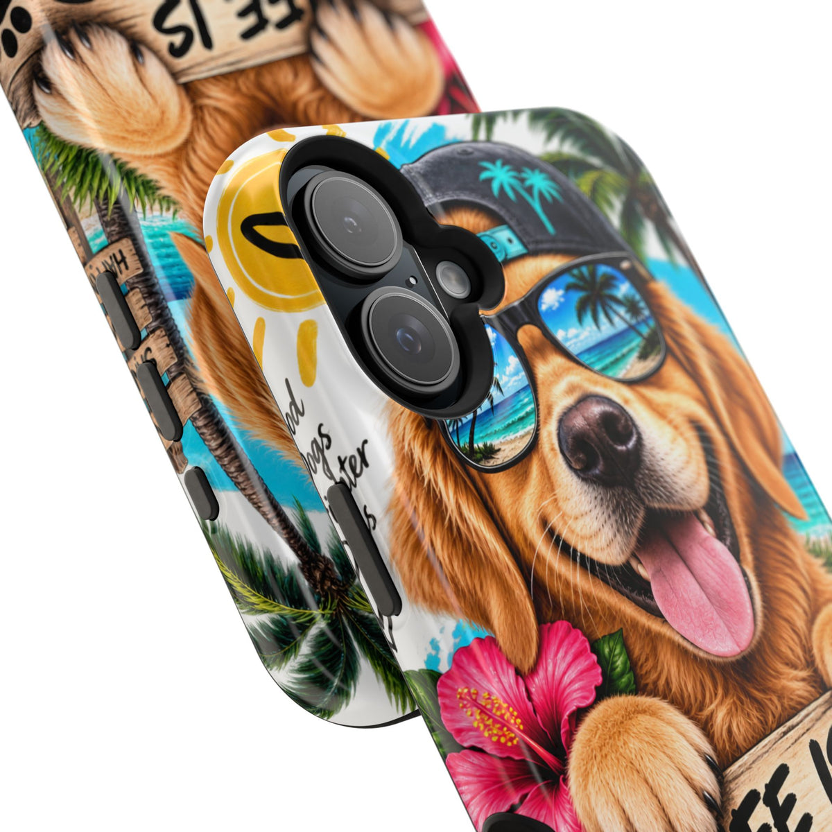 Impact-Resistant Phone Case — "Life Is Better With a Dog" Tropical Dog Design