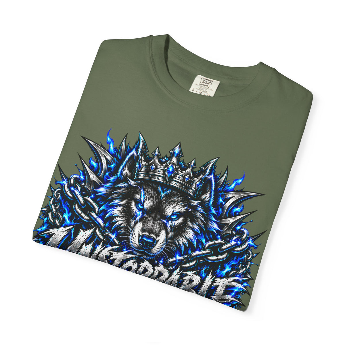 Wolf 'Unstoppable' Graphic Tee — Bold Blue Crowned Wolf Shirt