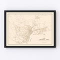 Vintage Map of Singapore City, Singapore 1930