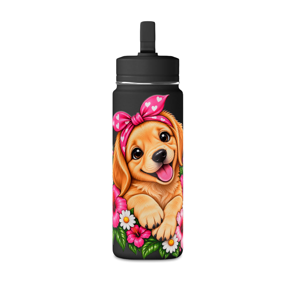 Puppy Floral 20oz Water Bottle