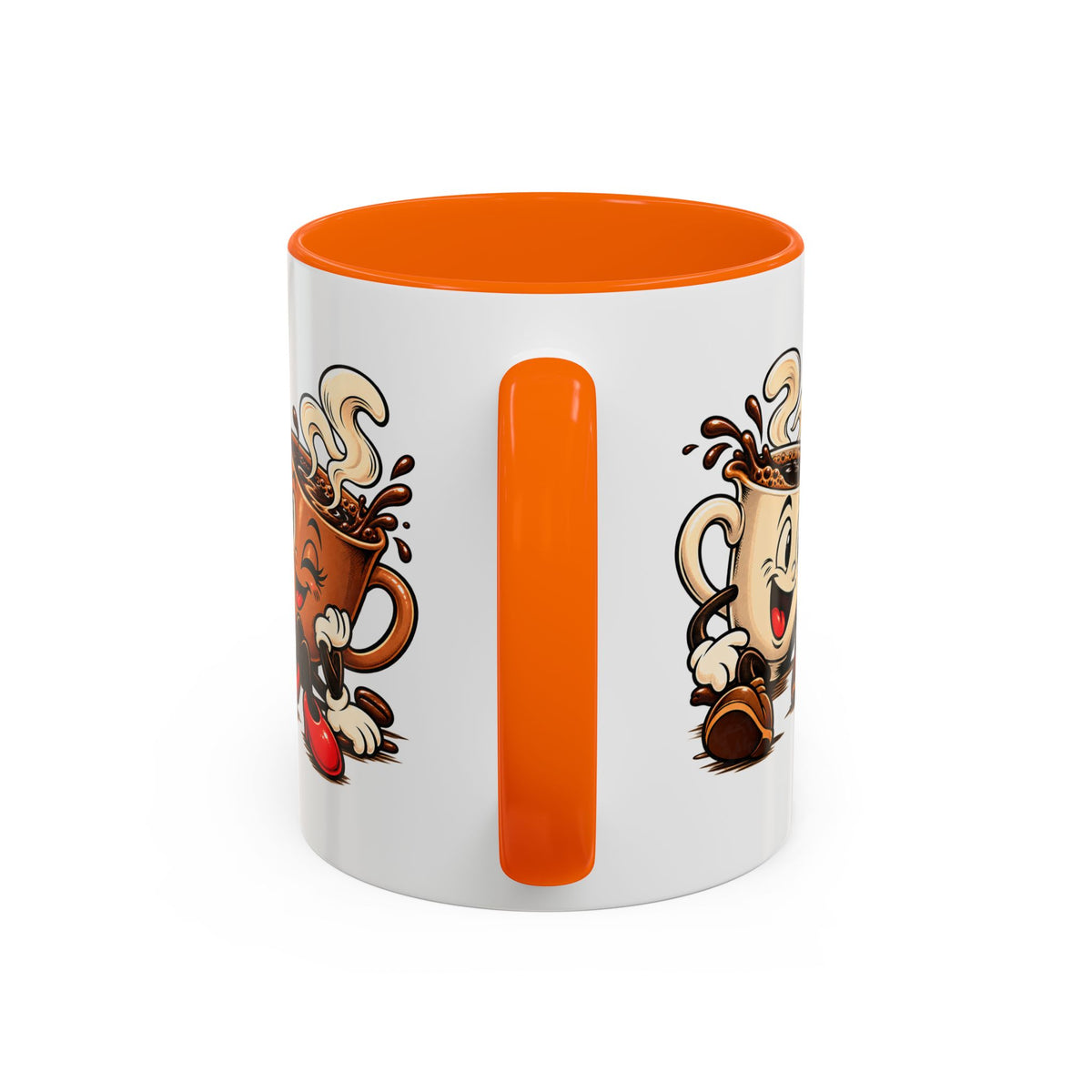 Coffee Cartoon Mug — Cute Dancing Coffee Cups Accent Mug